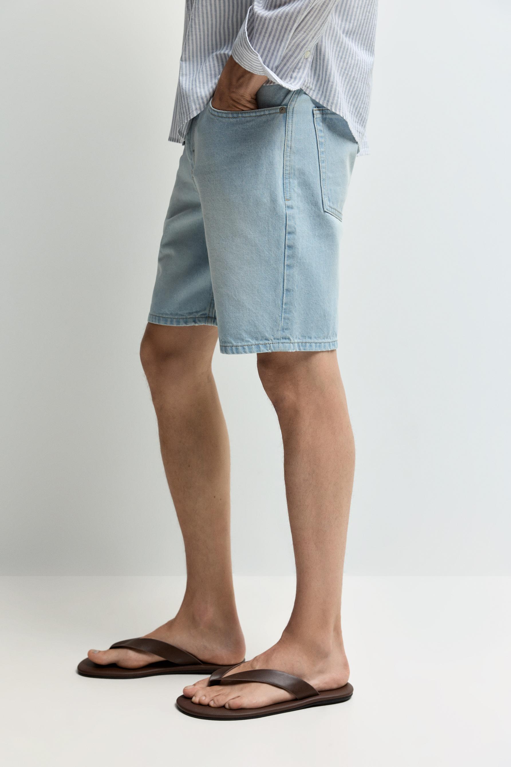Regular fit denim Bermuda shorts — PALE BLUE