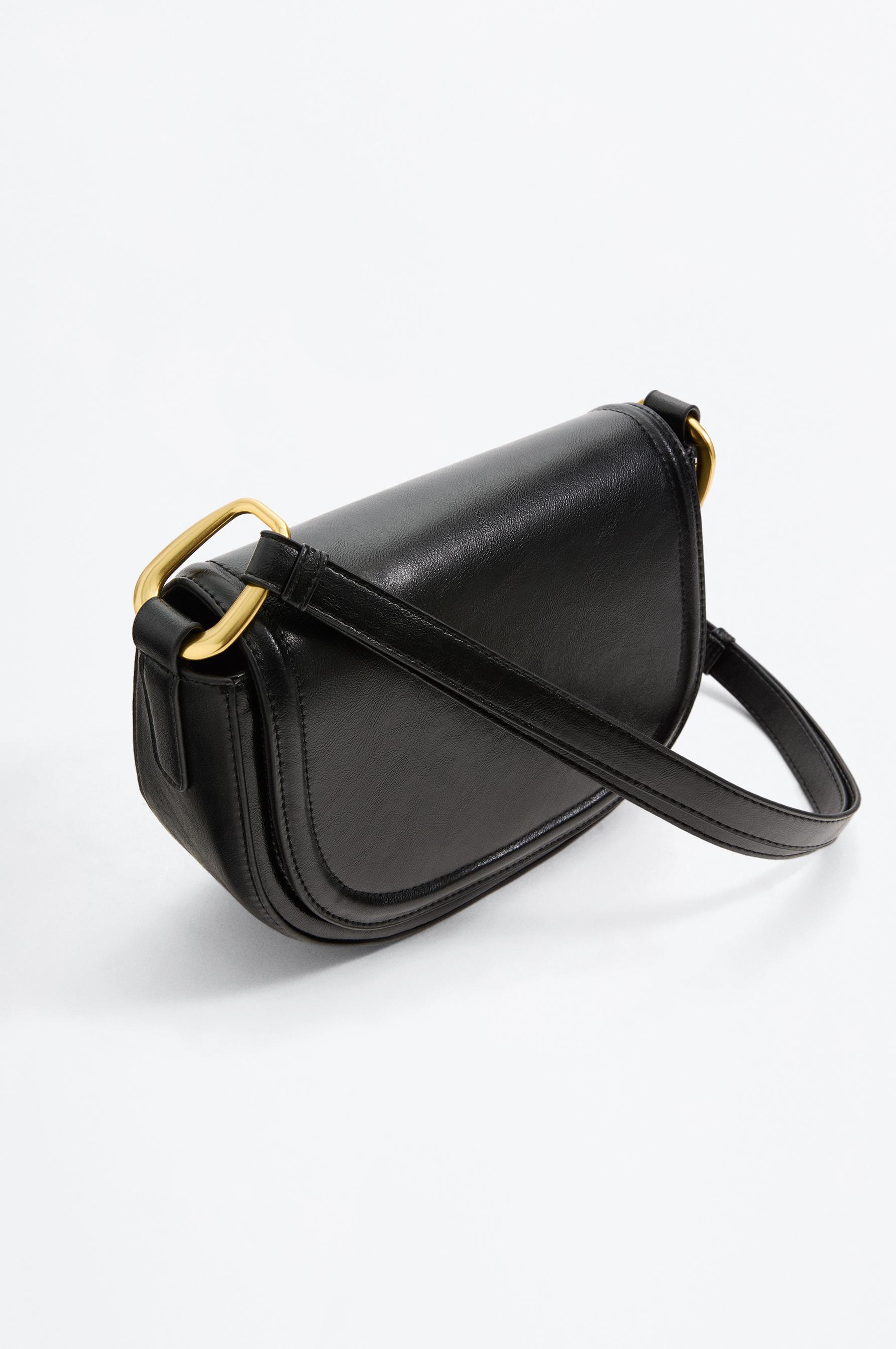 Double handle flap shoulder bag — BLACK