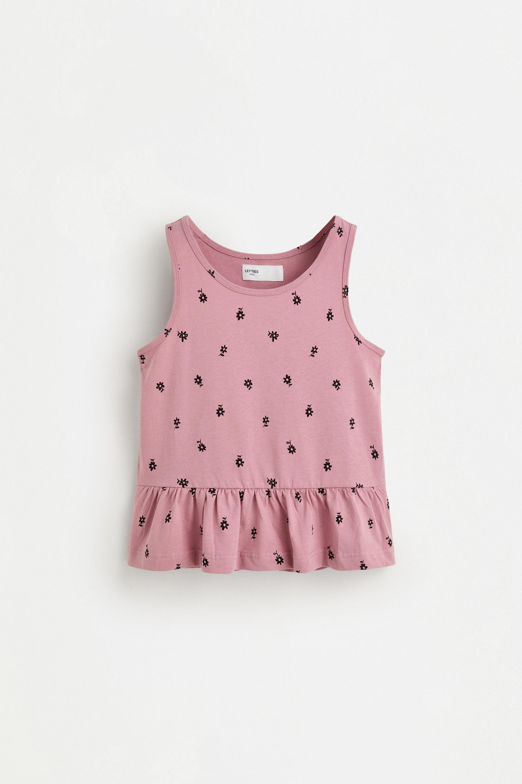 Printed peplum sleeveless t-shirt — PALE PINK