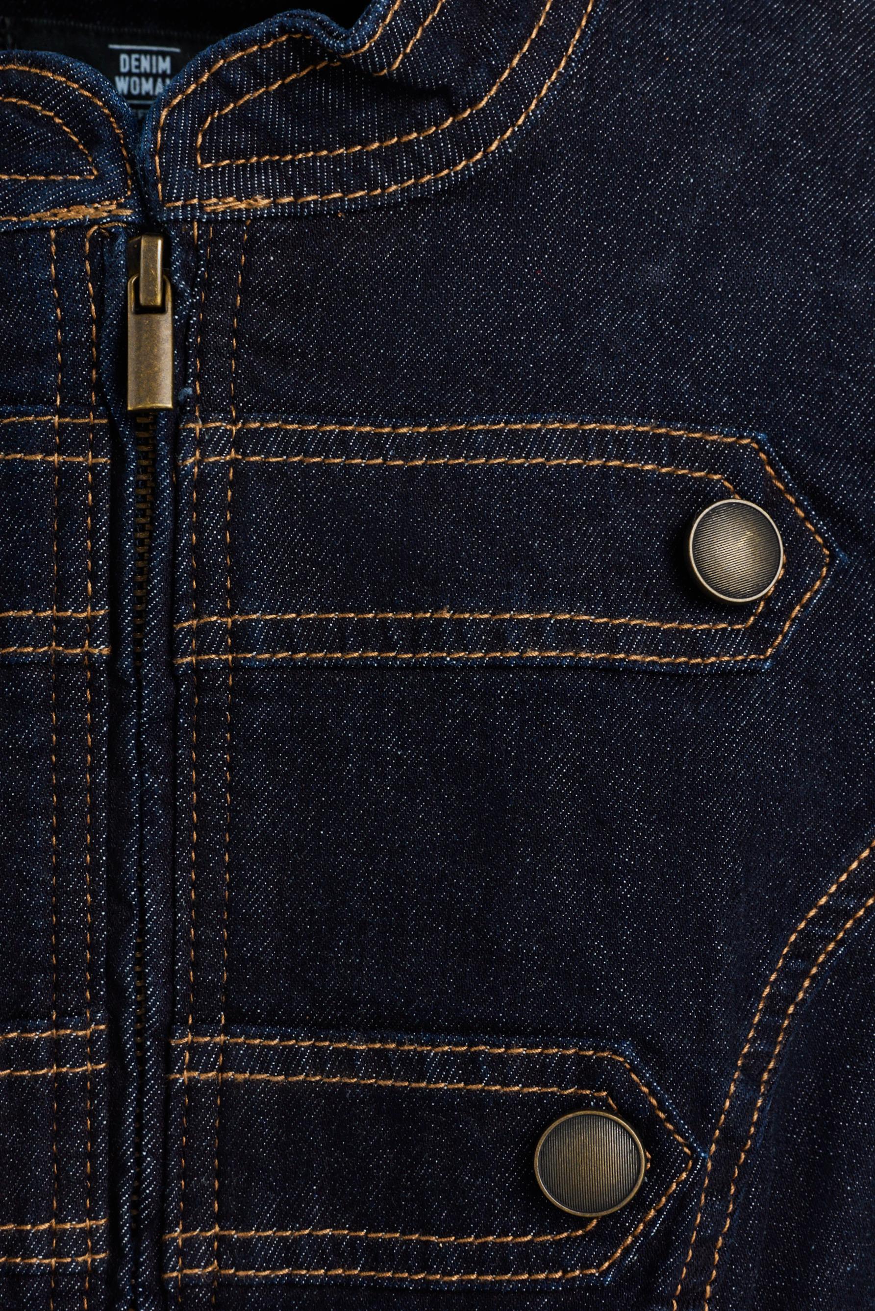 Toggle-detail denim jacket — INDIGO