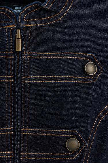 Toggle-detail denim jacket — INDIGO 7
