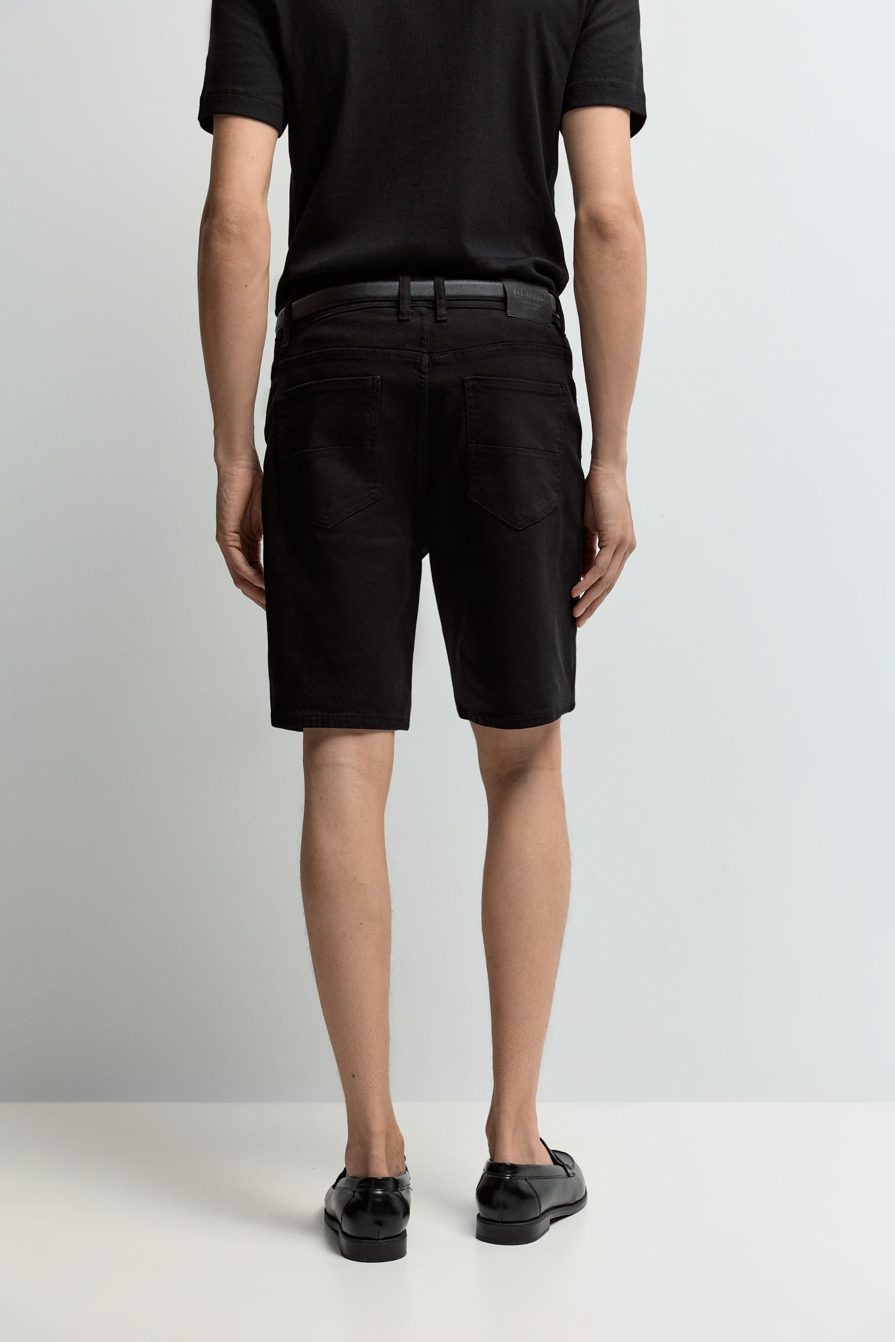 Slim denim Bermuda shorts — BLACK