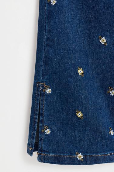 Floral embroidered bell bottom jeans — INDIGO 6