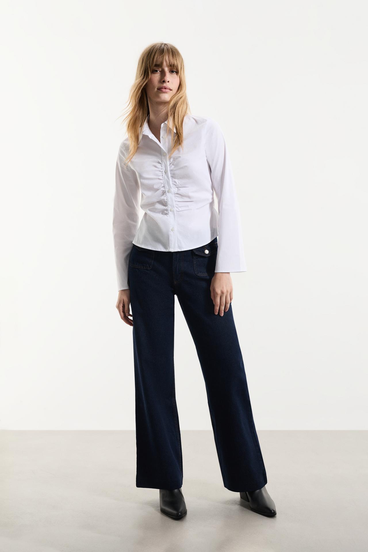 Gathered shirt — WHITE