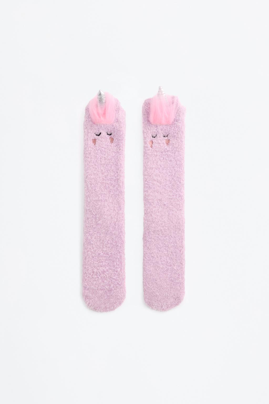 Non-slip fuzzy unicorn socks