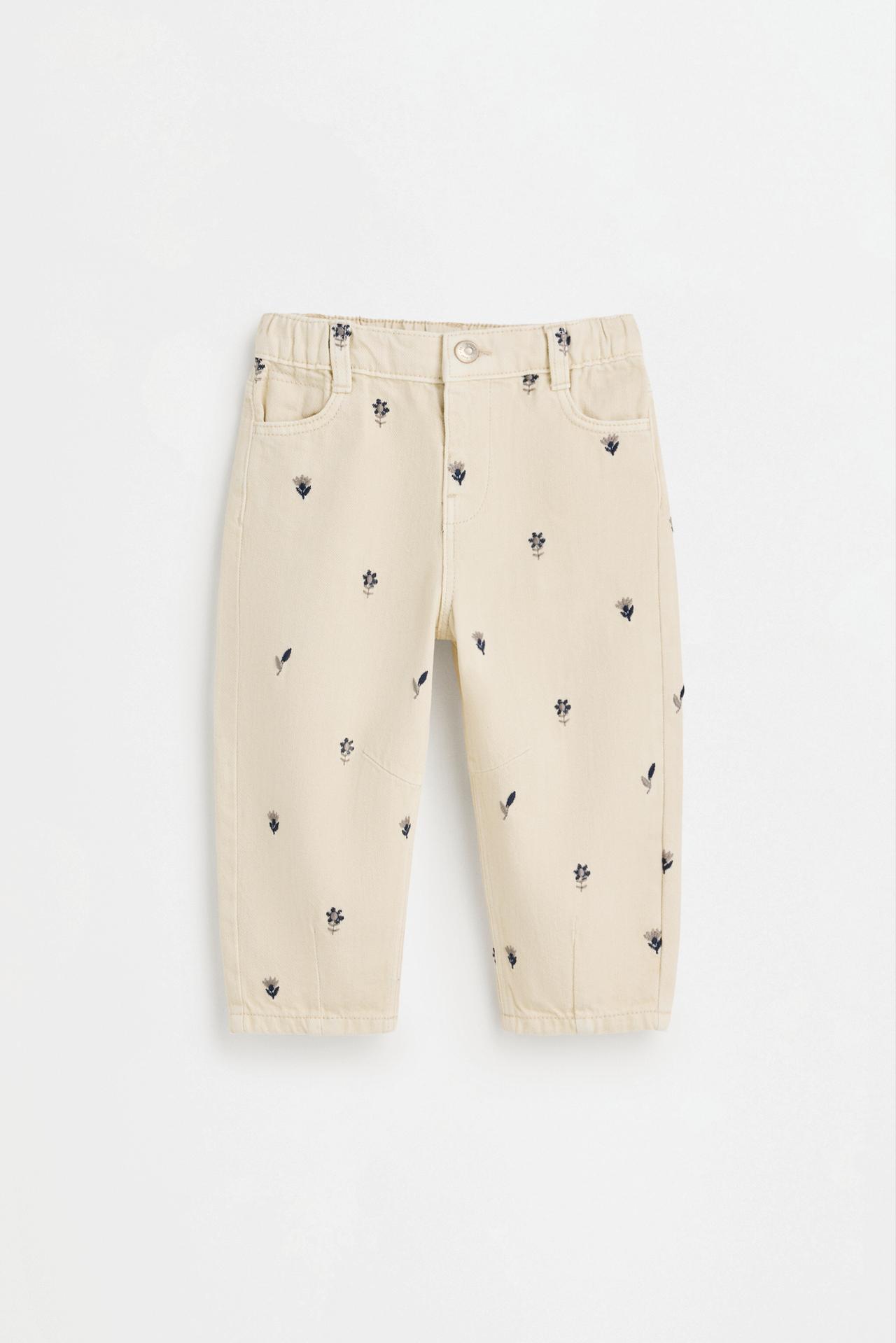 Embroidered balloon jeans — PALE ECRU