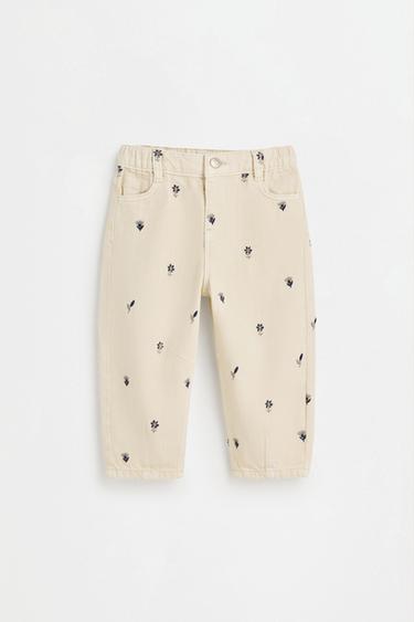 Embroidered balloon jeans — PALE ECRU 2