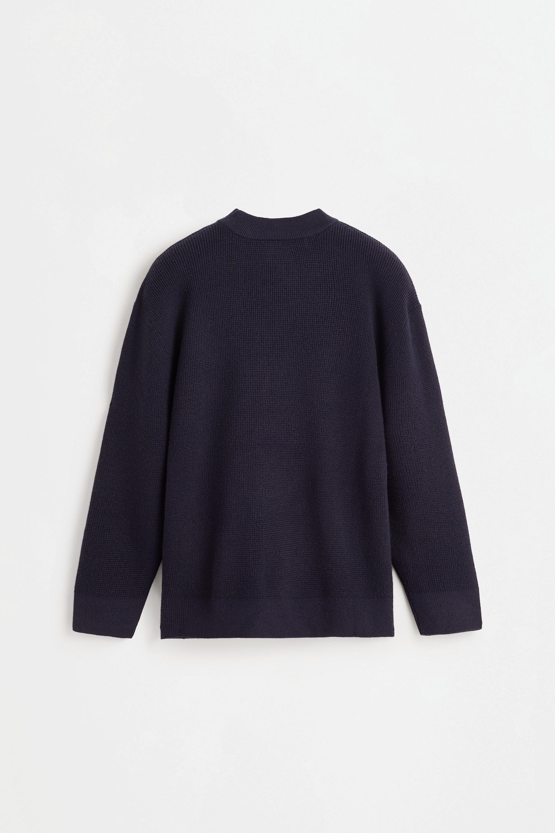 Waffle-knit sweater — DARK BLUE