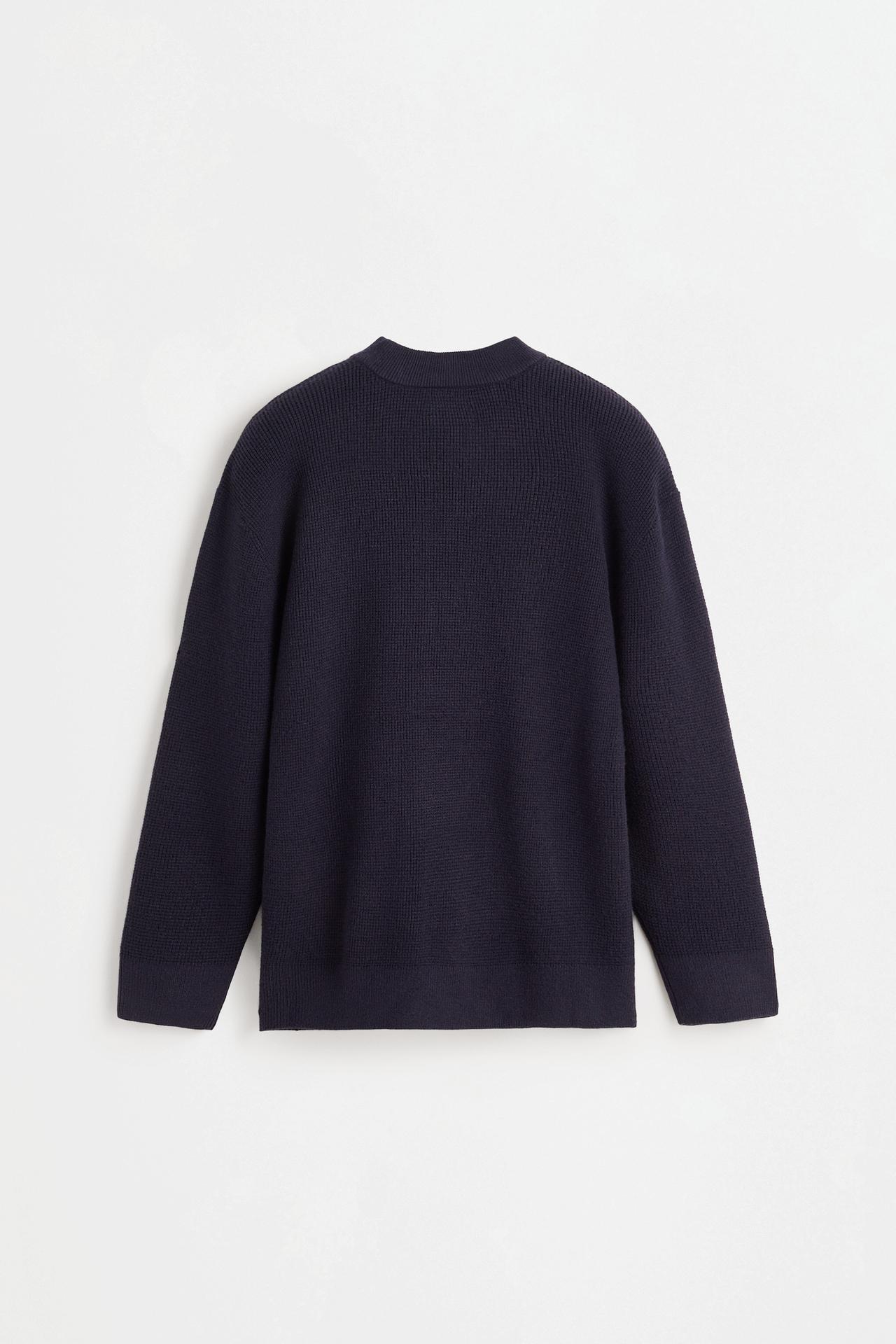 Waffle-knit sweater — DARK BLUE