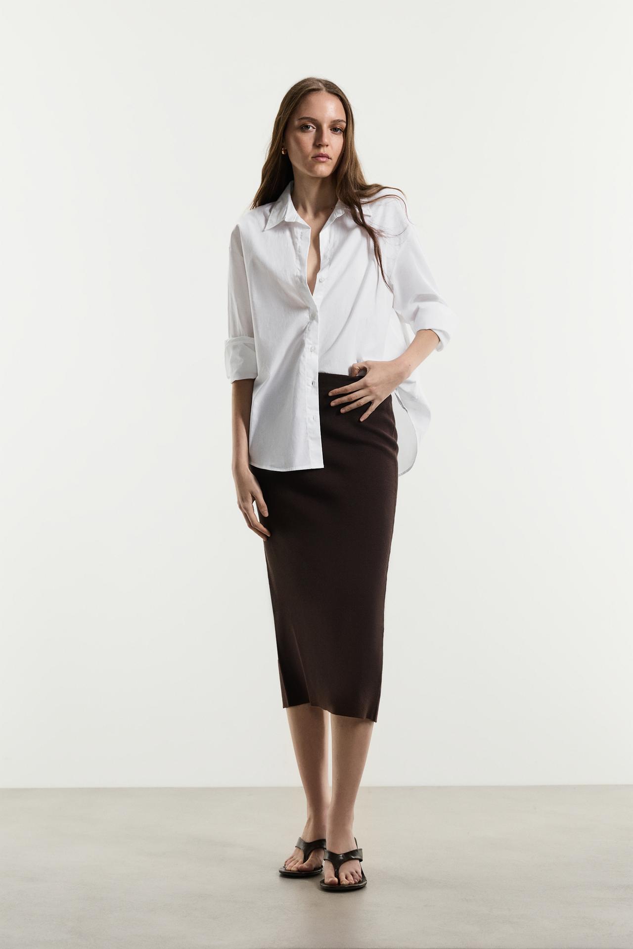 Pencil skirt — DARK BROWN