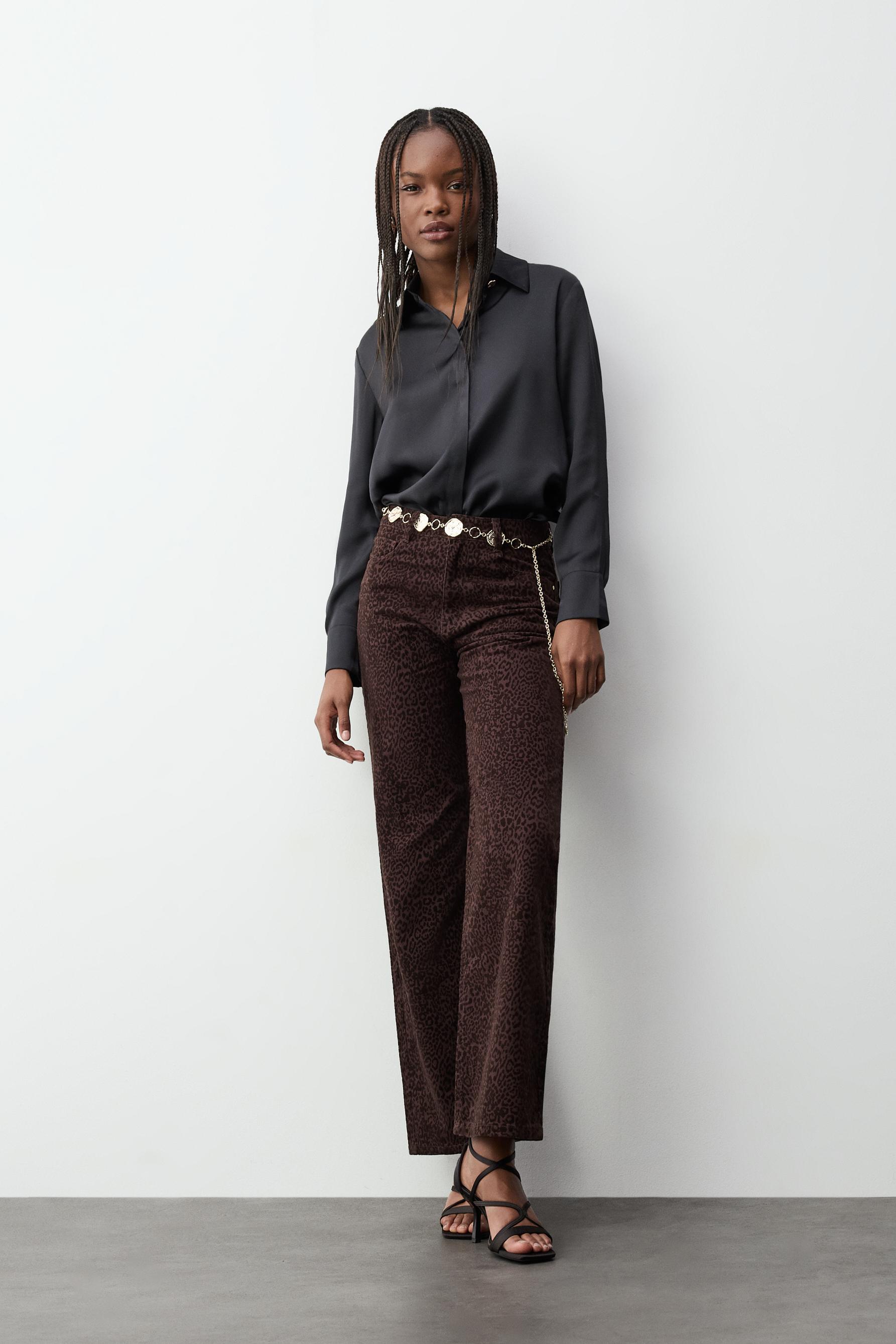 Jeans wide leg animal print