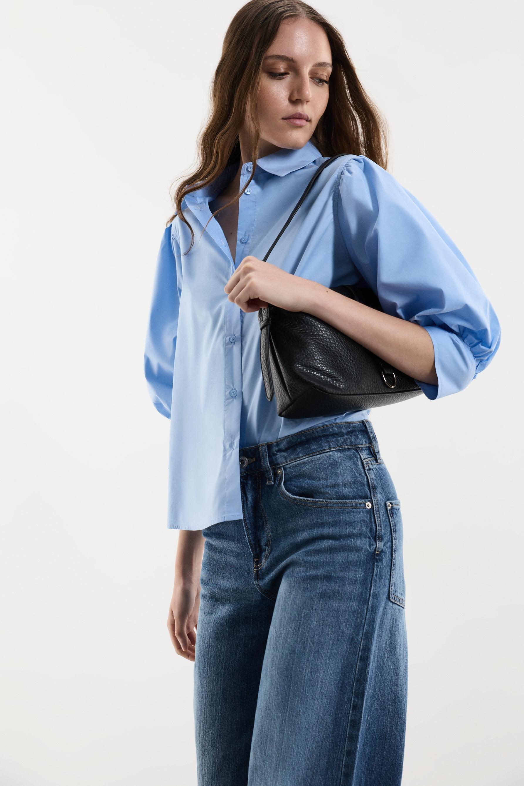 Balloon sleeve blouse — PALE BLUE