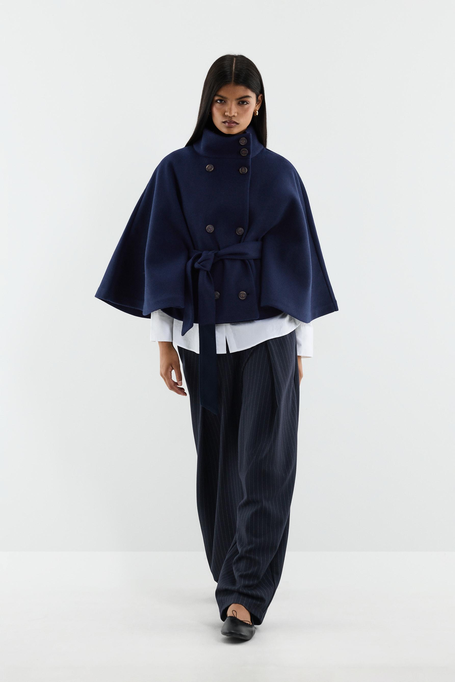 Wool-blend cape — NAVY