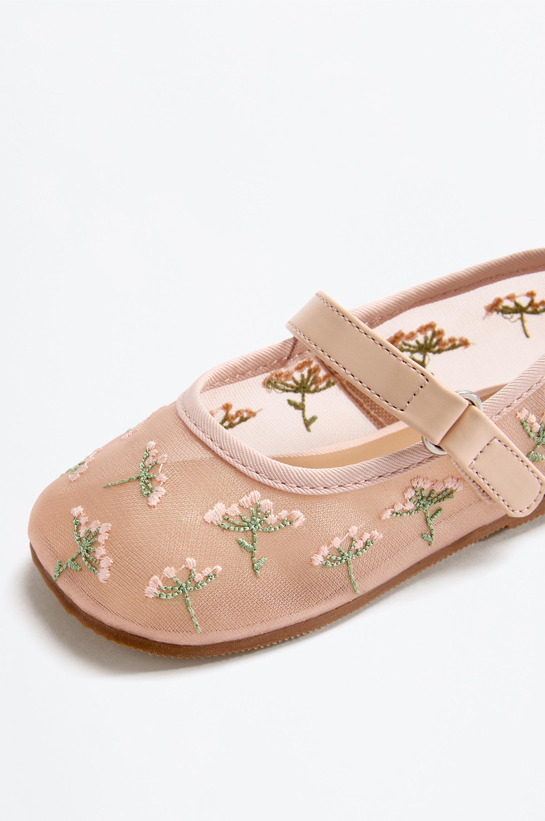 FLORAL BALLET FLAT — ECRU