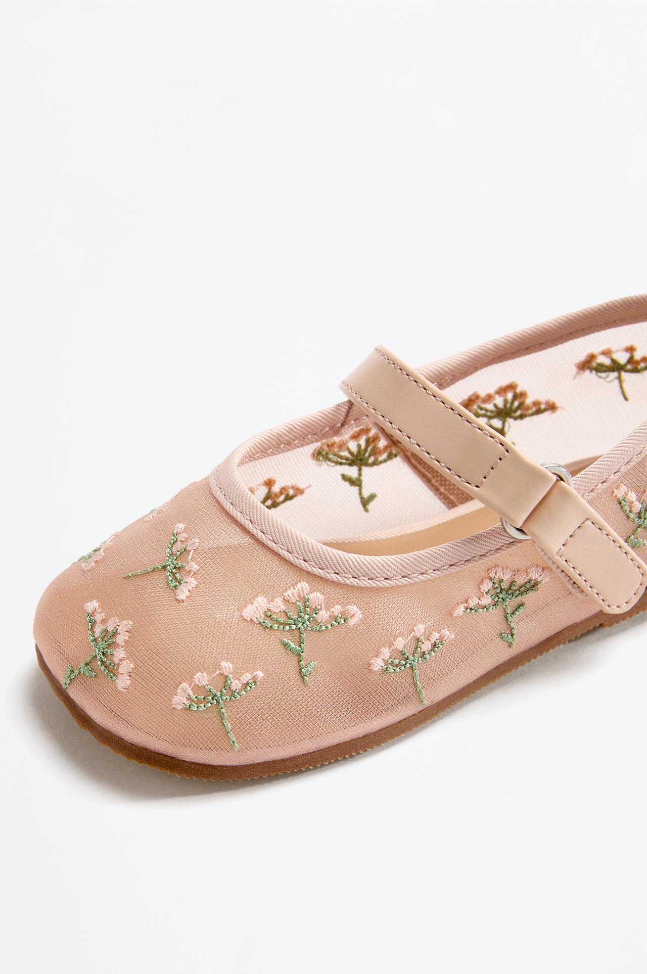 FLORAL BALLET FLAT — ECRU