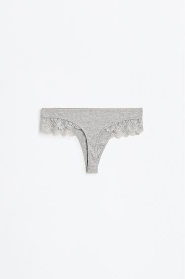 Pack of 2 ribbed thongs - lace — BLACK 3