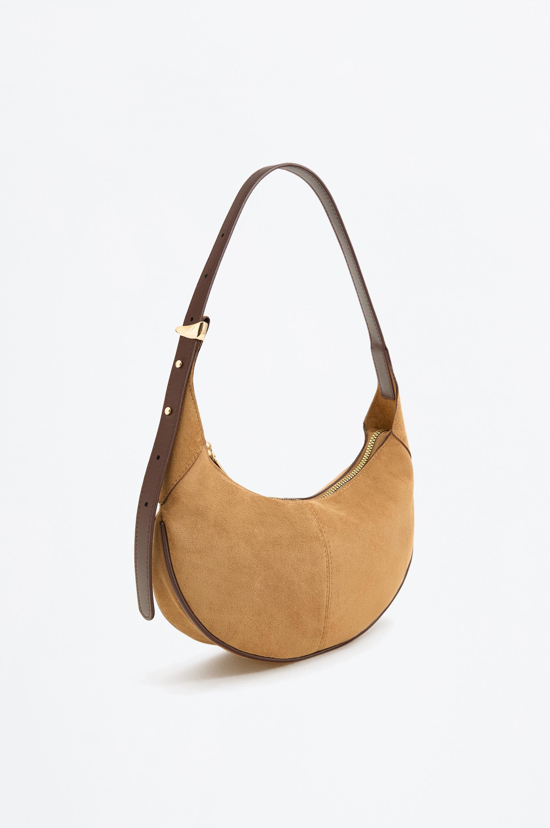 Faux Suede Shoulder Bag — CAMEL