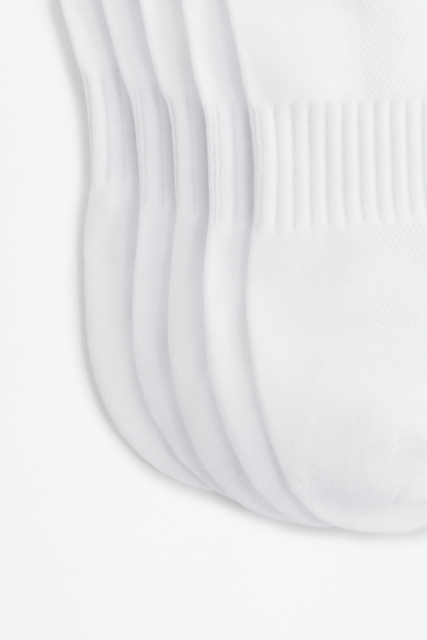 Short sports socks (5-pack) — WHITE