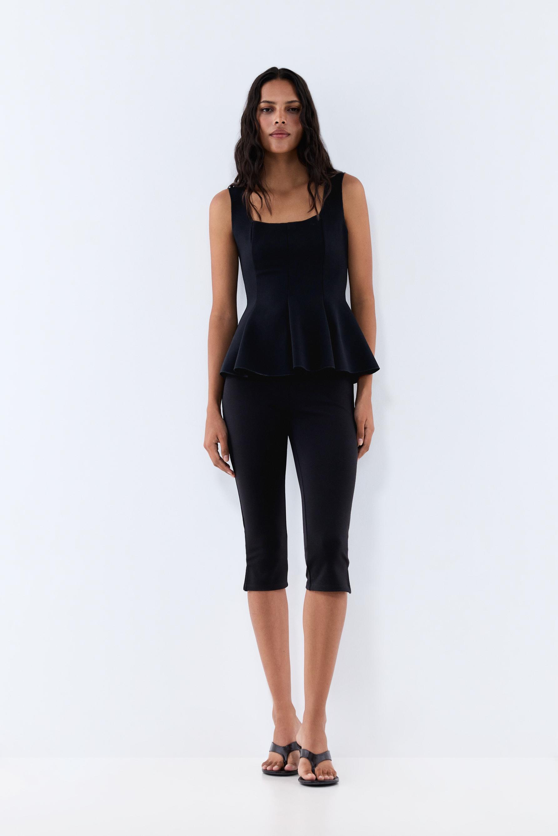 Peplum top — BLACK