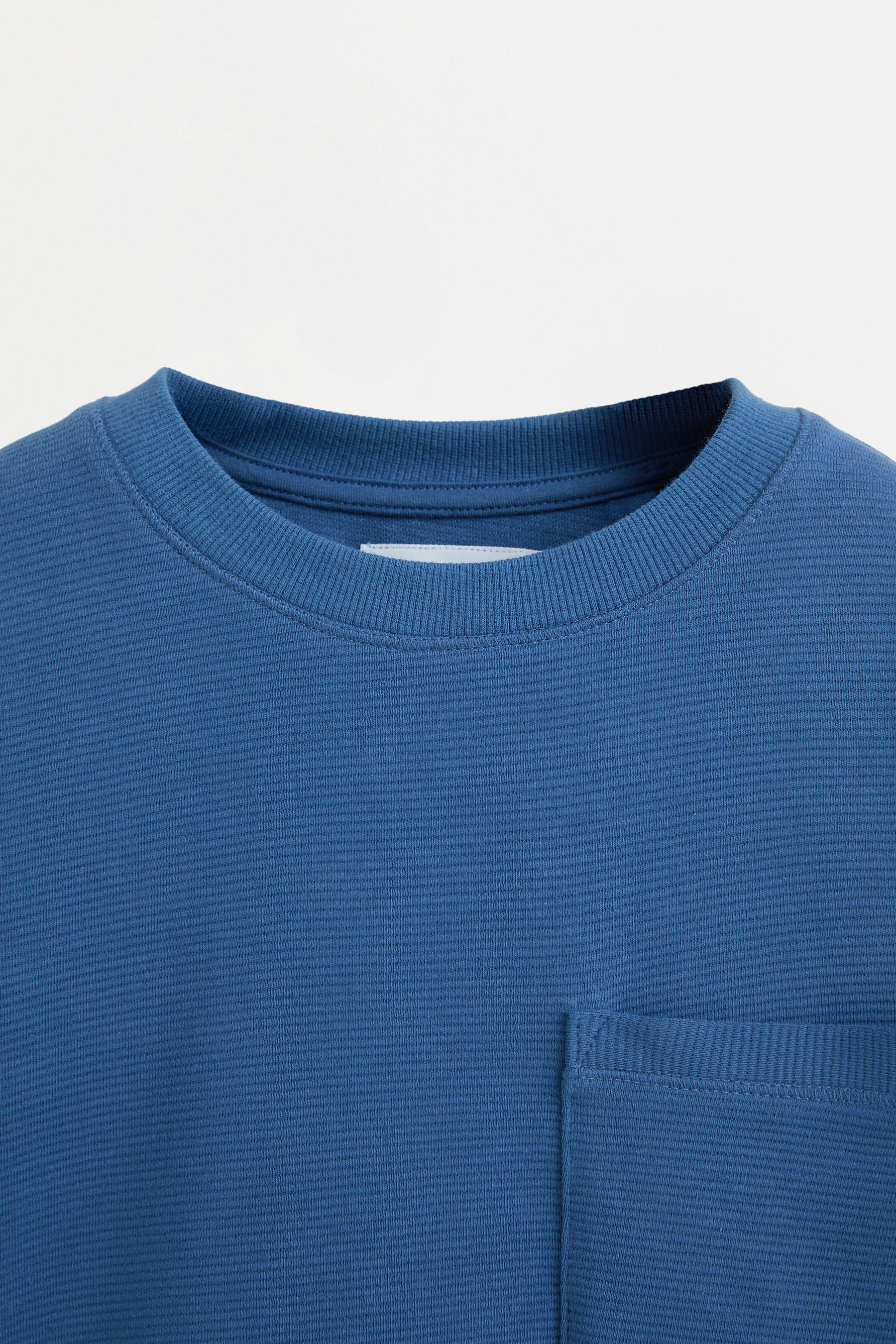 Ottoman T-shirt with pocket — MEDIUM BLUE