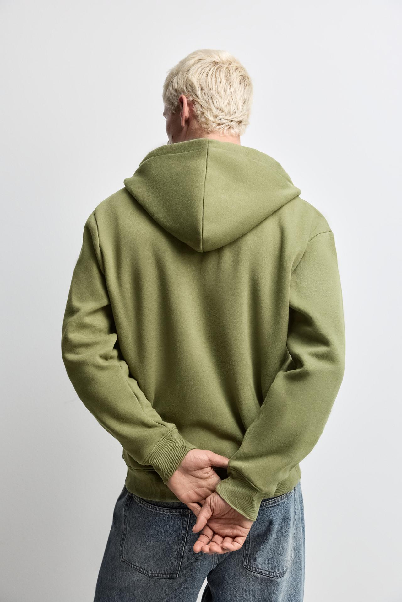 Basic zip-up hoodie — MEDIUM GREEN