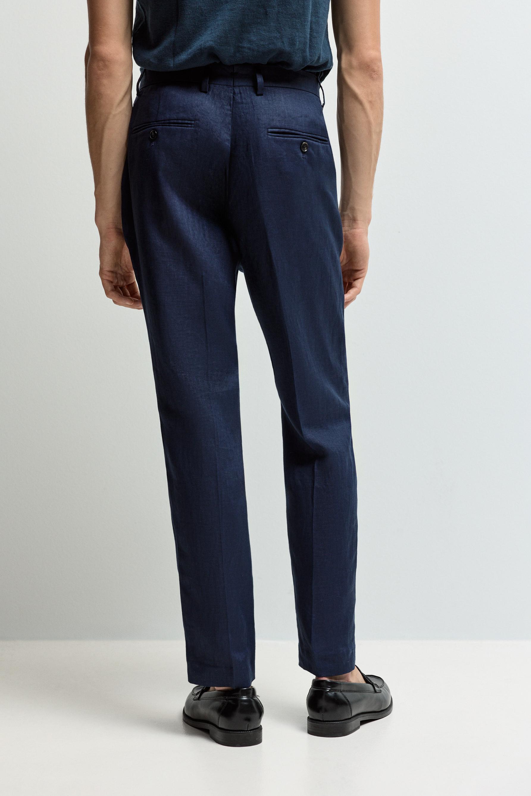 100% linen suit trousers — NAVY