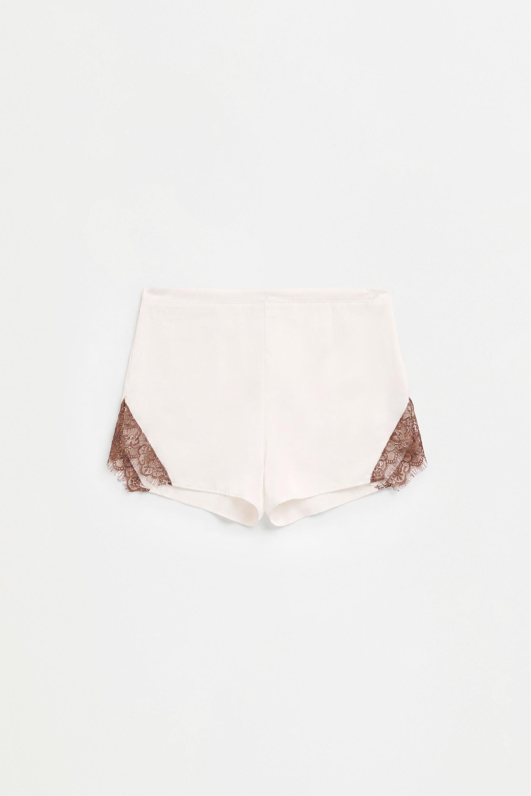 Satin lace shorts — WHITE