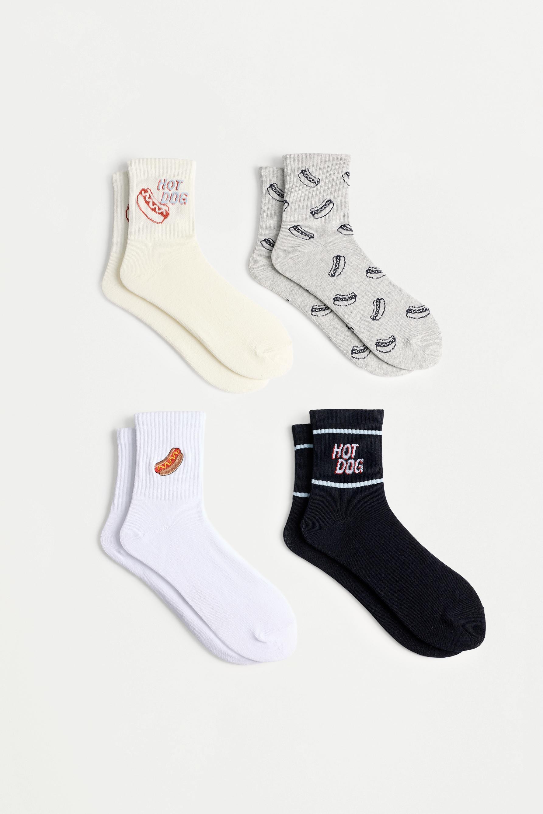 Hot dog short socks (Pack of 4) — GREY TONES
