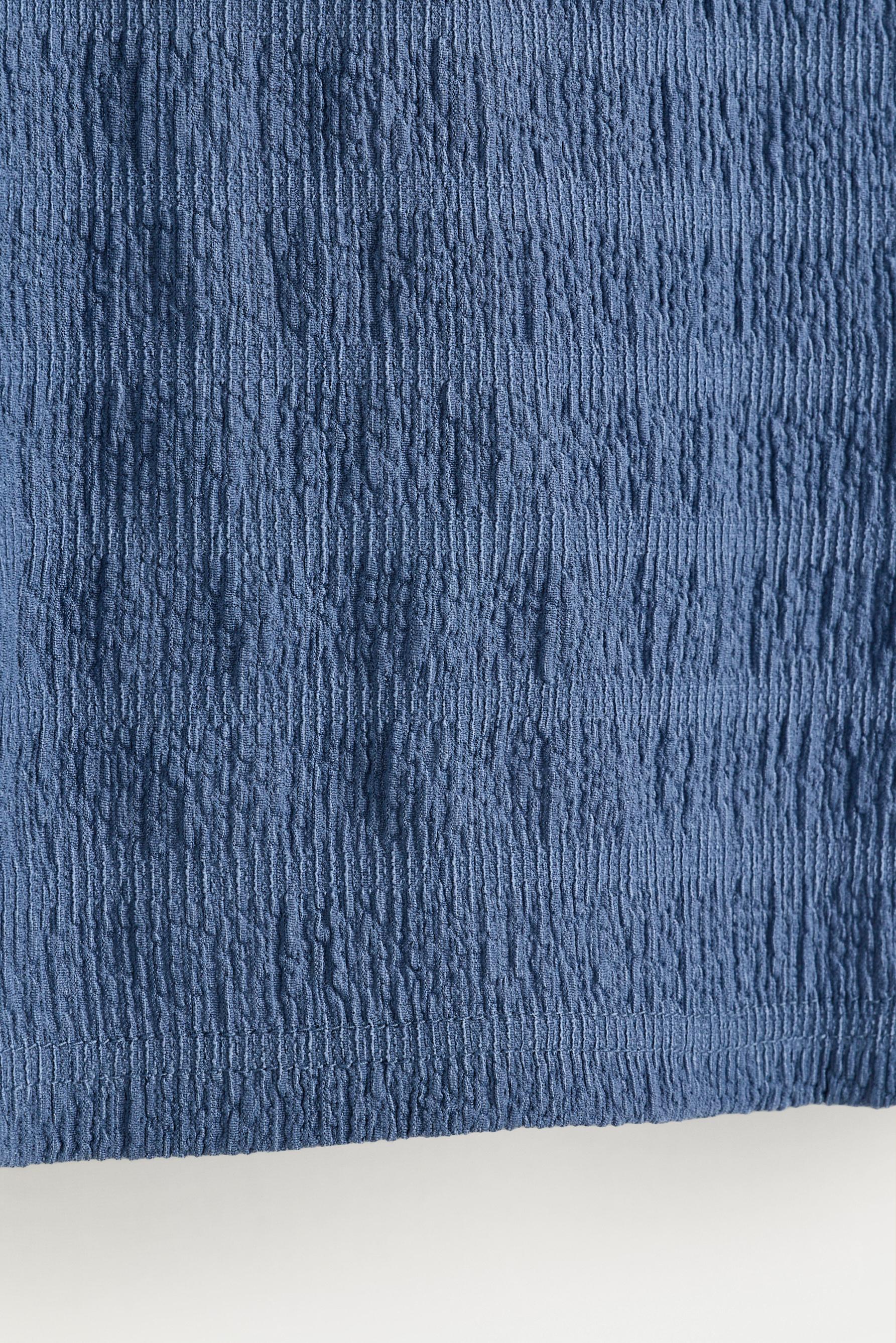 Crinkle ruffle T-shirt — STEEL BLUE
