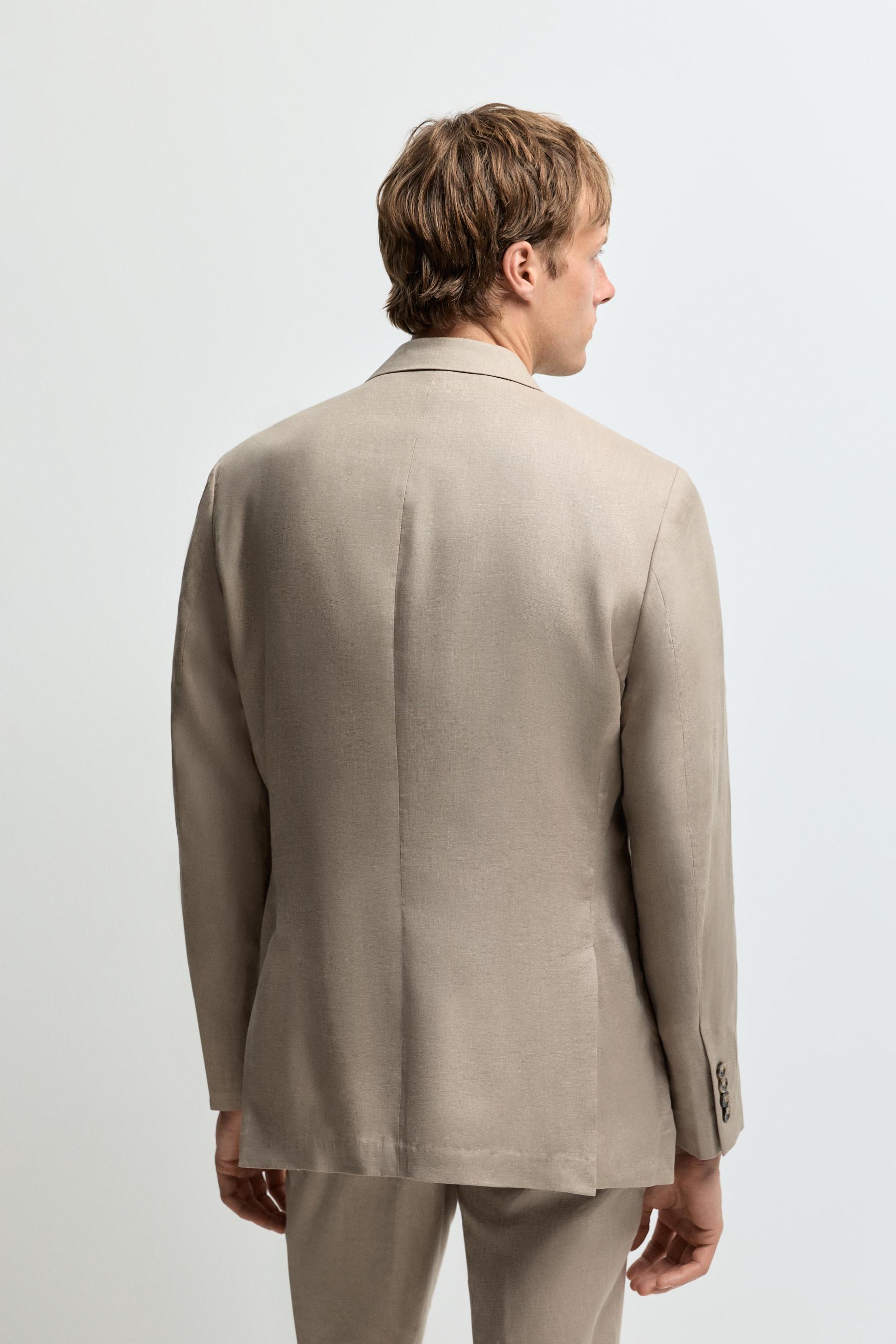 100% linen suit blazer — BROWN