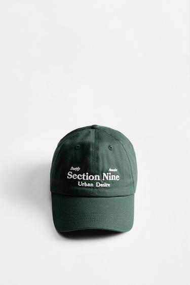 Slogan embroidered cap — BLUISH GREEN 2