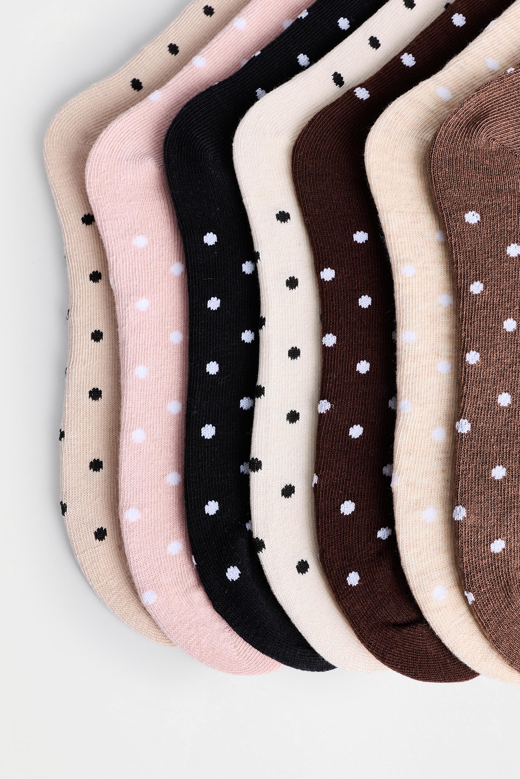Polka dot ankle socks (7-pack) — BEIGE MARL
