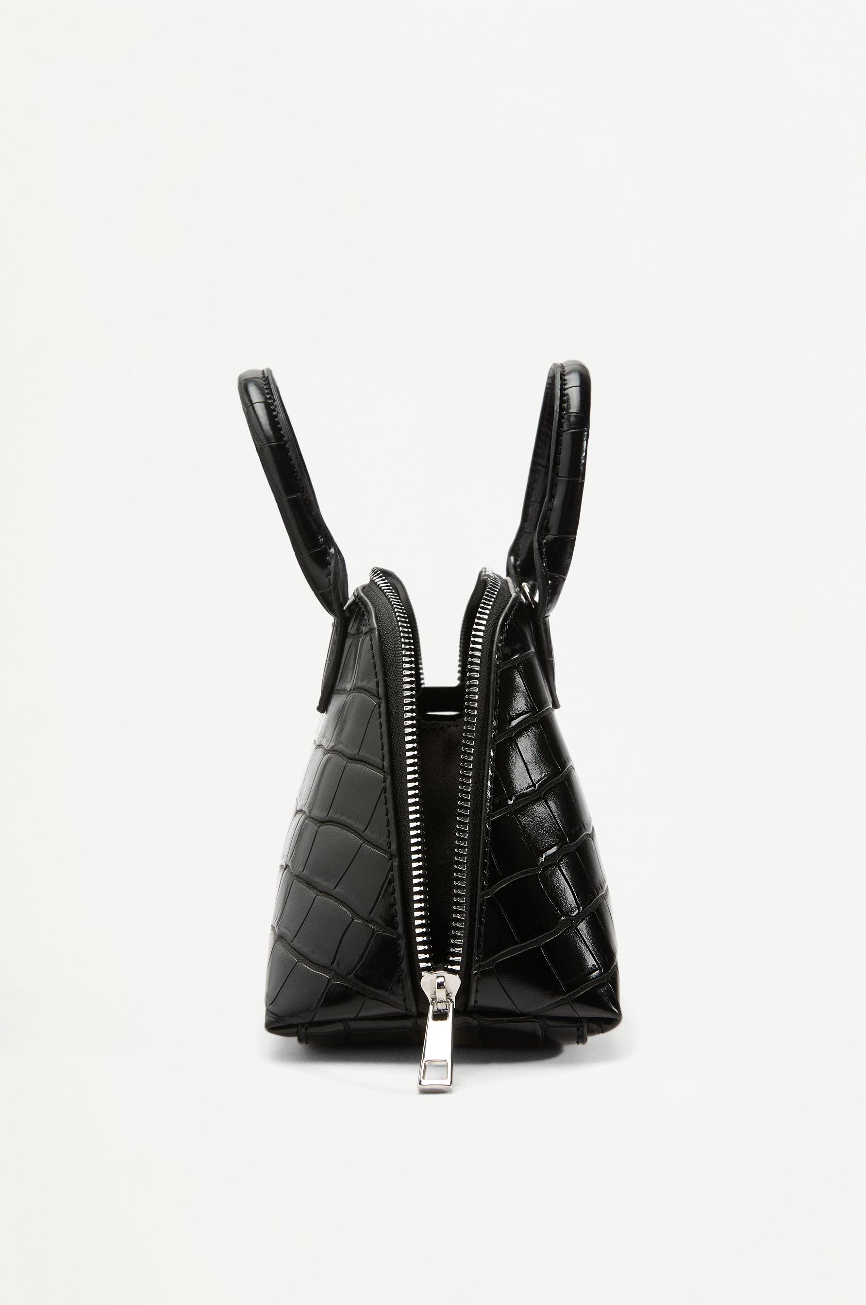 Crocodile-effect crossbody bag — BLACK