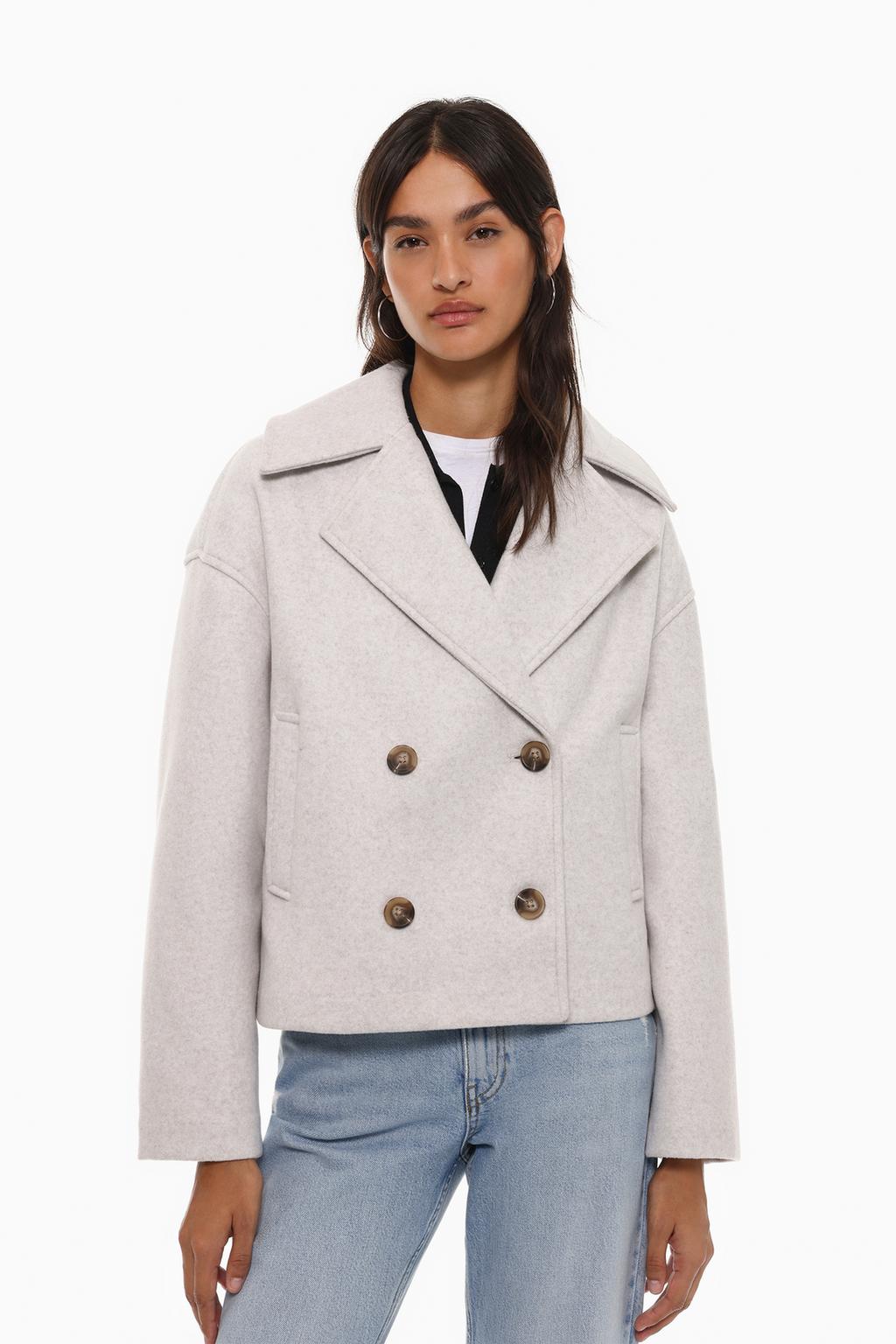 Oversize cropped felt texture coat