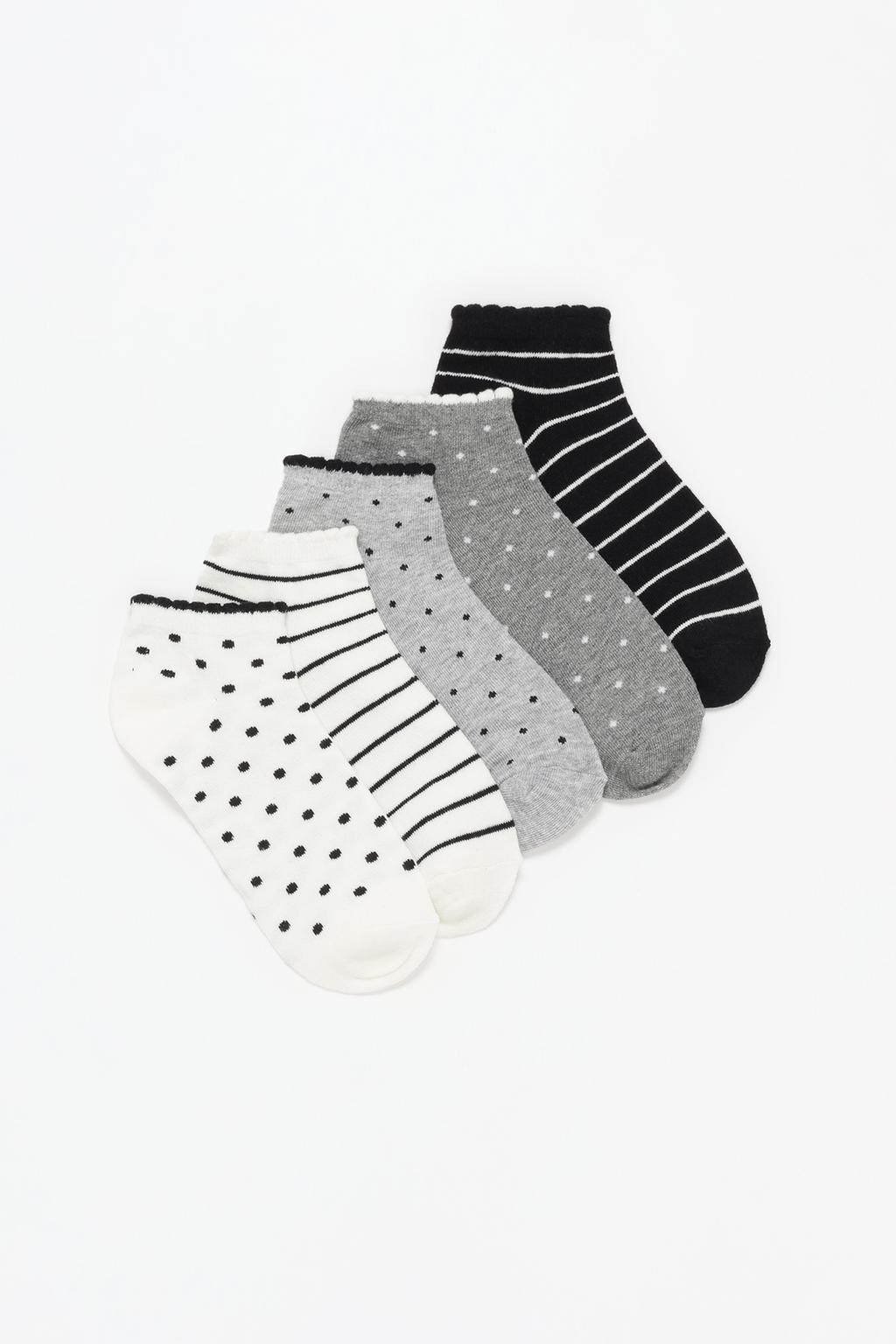 5-pack of contrast ankle socks