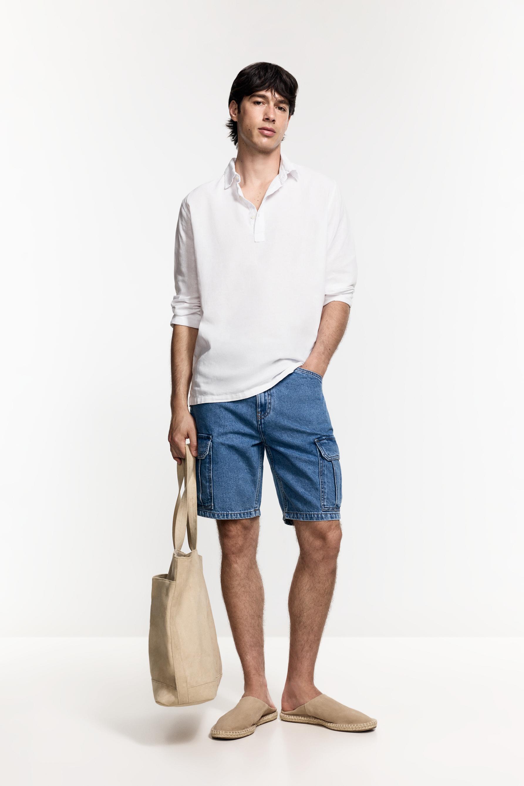 Denim cargo Bermuda shorts — INDIGO