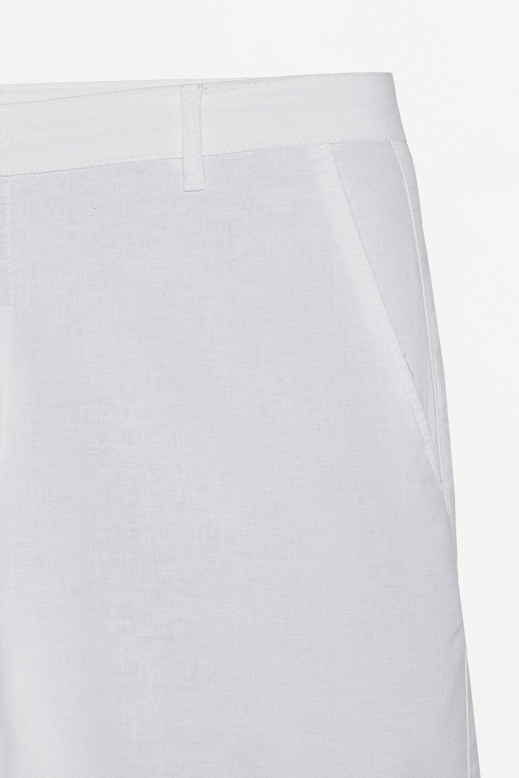 Cotton-linen chino Bermuda shorts — WHITE