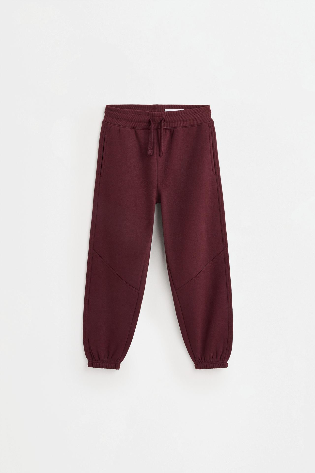 Plush trousers with knee stitching — WINE