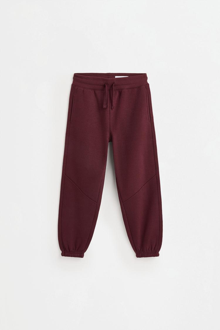 Plush trousers with knee stitching — WINE