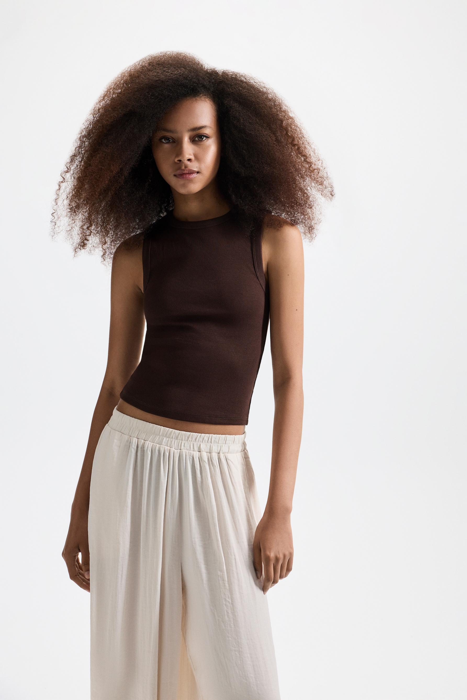 Ribbed racerback top — CHOCOLATE