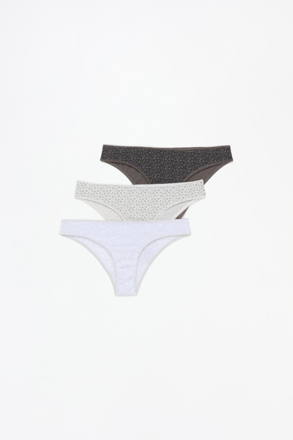 3-pack of contrast cotton Brazilian briefs