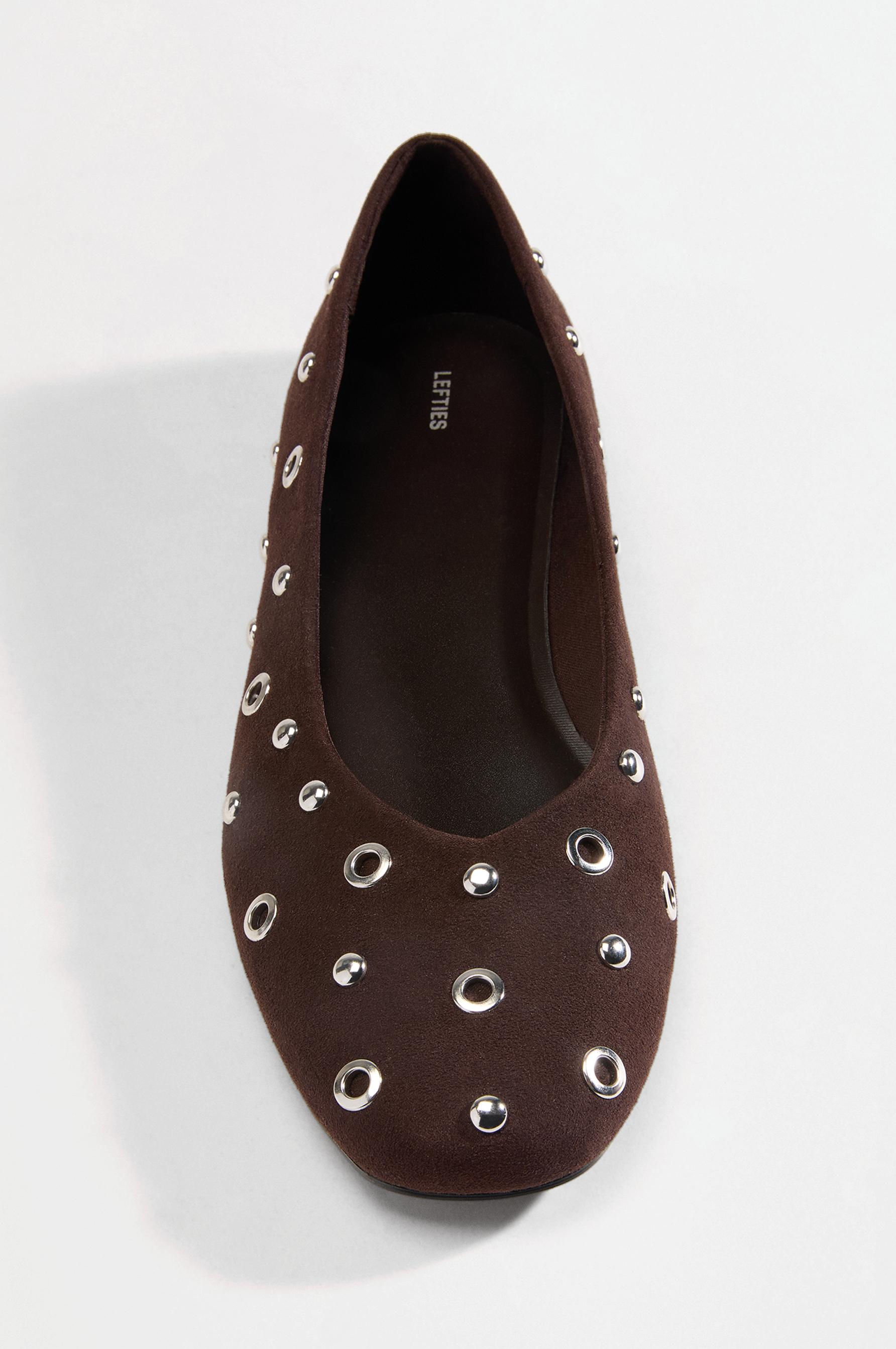 Studded ballet flats — BROWN