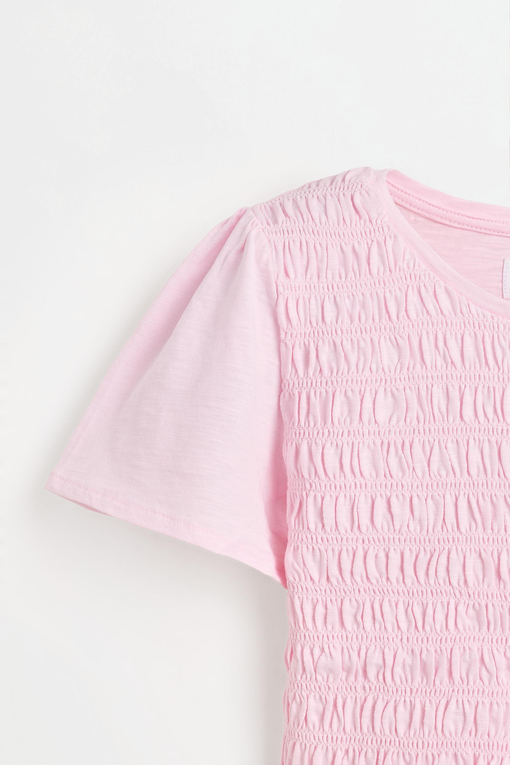 Smocked T-shirt — PASTEL PINK