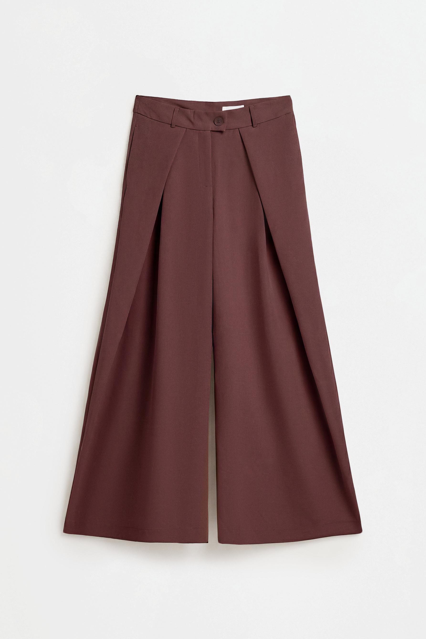 Pleated wide-leg trousers — CHOCOLATE