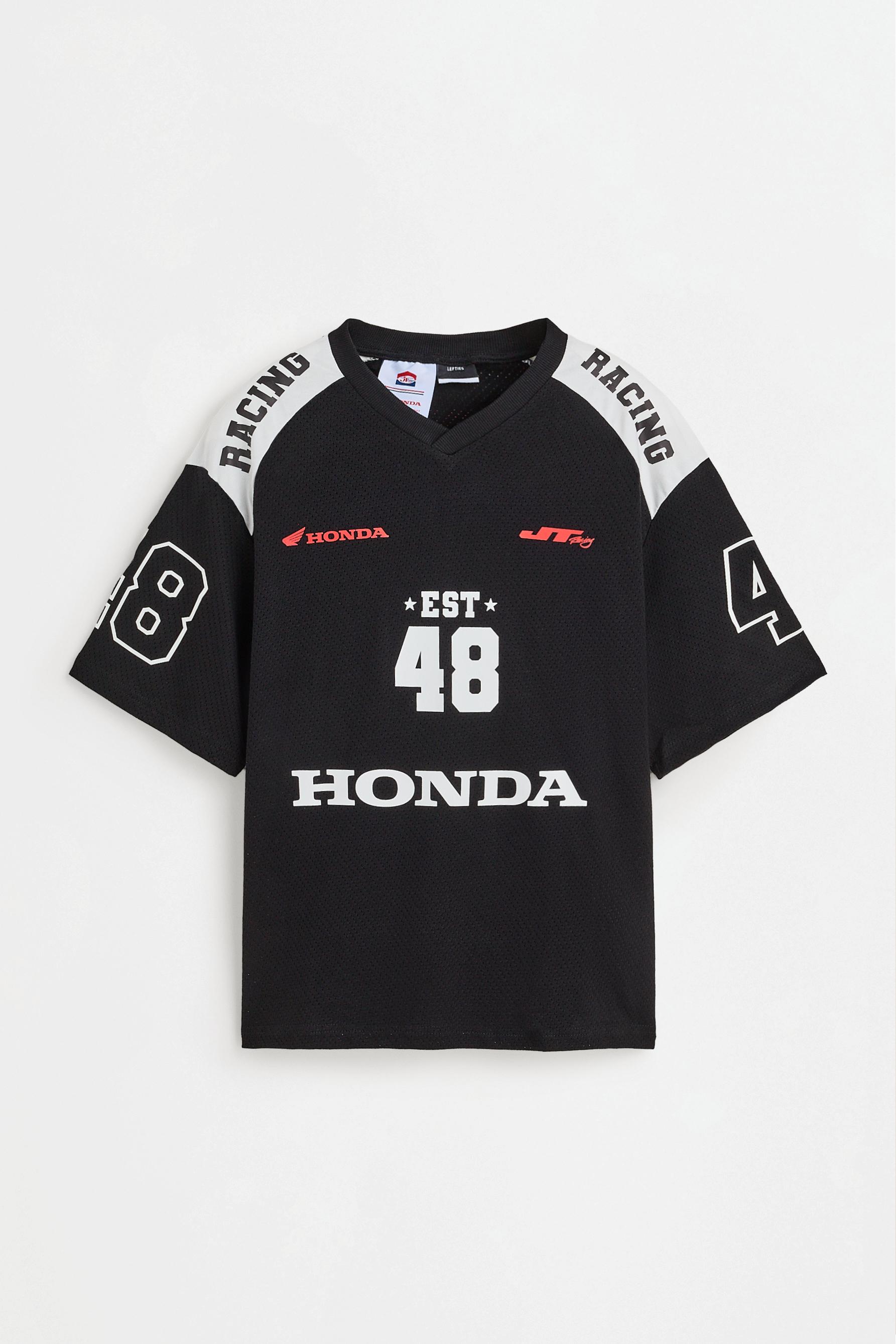 Honda printed mesh T-shirt — BLACK