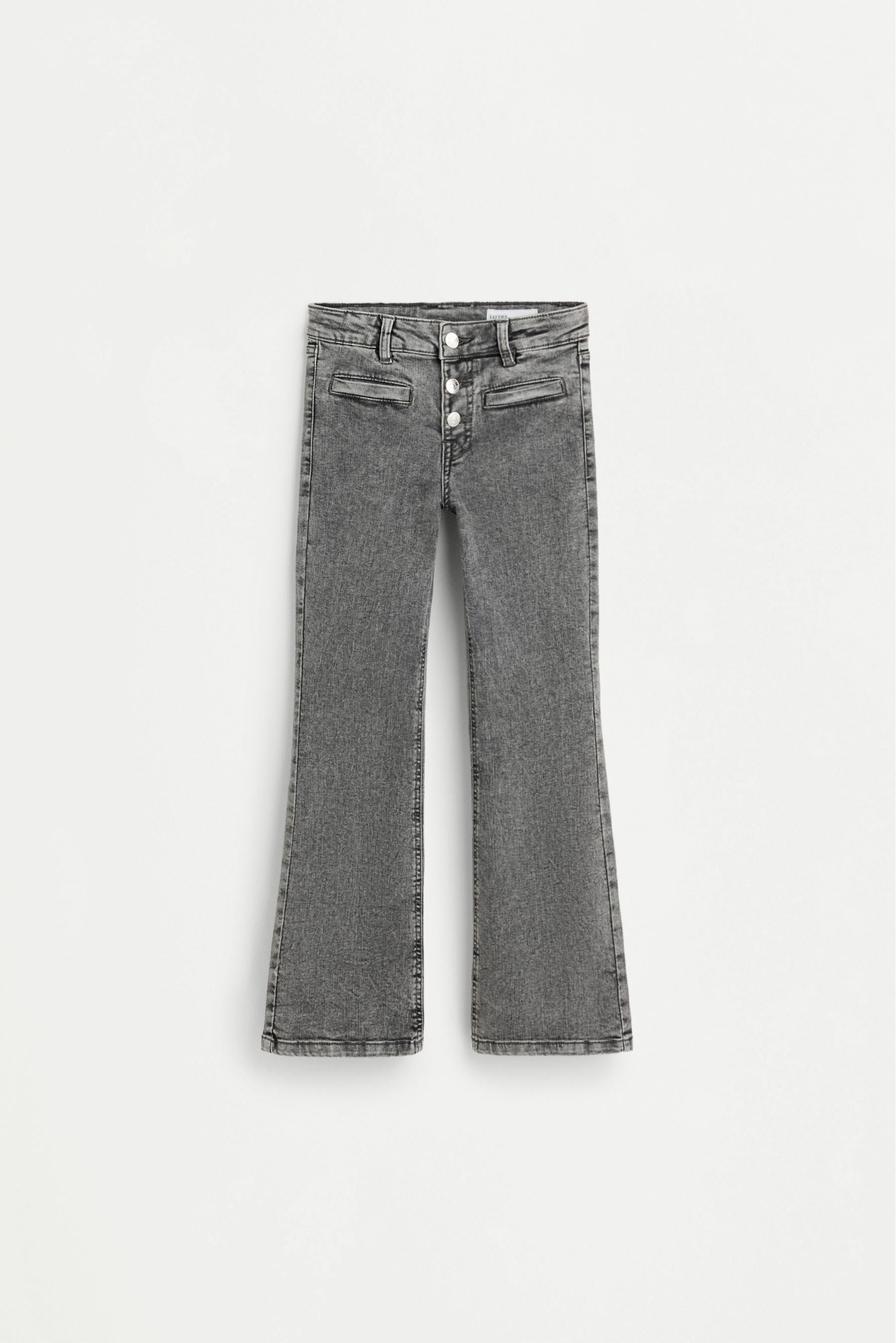 Bell bottom jeans with buttons — MEDIUM GREY