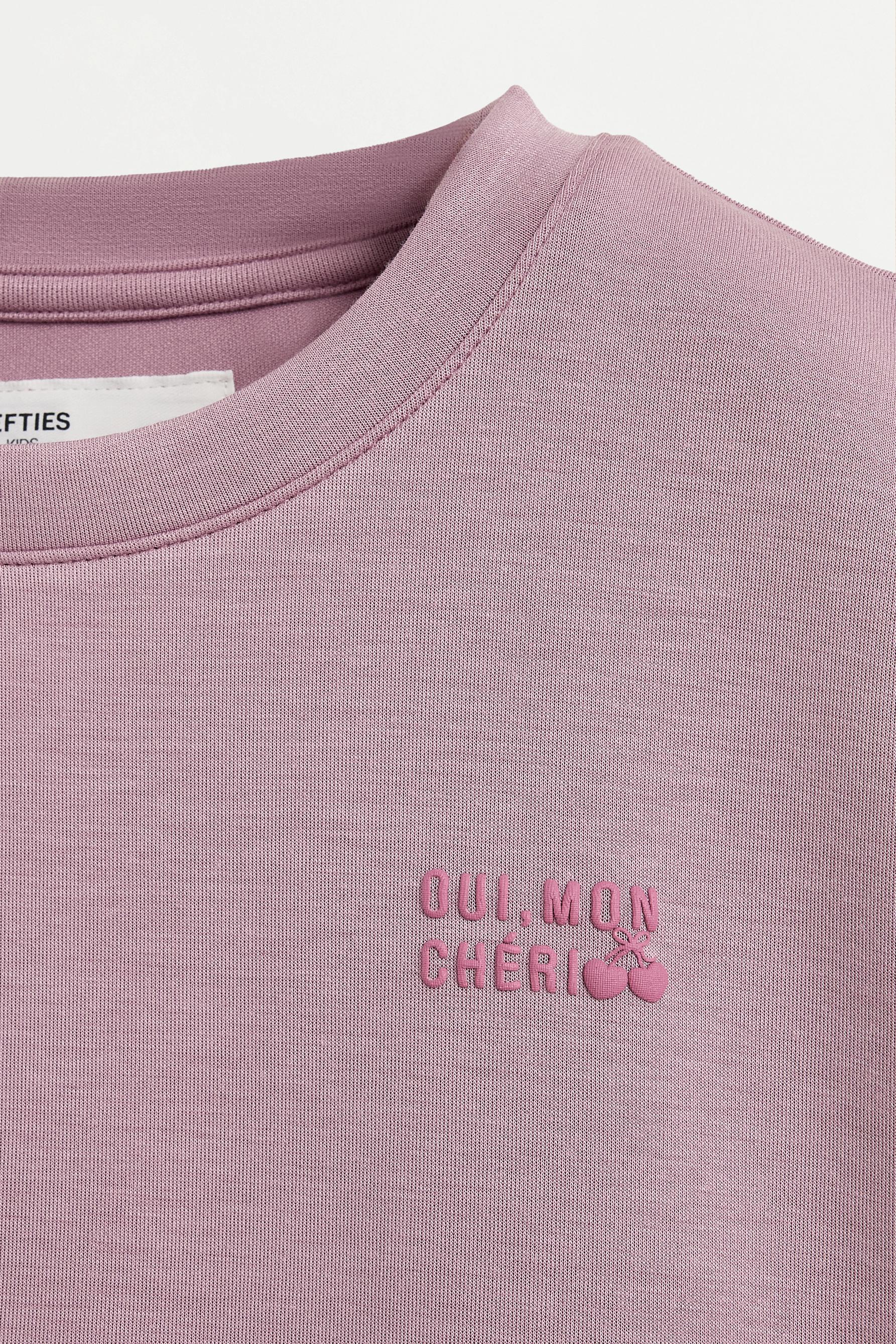 Cropped fluid plush T-shirt — PURPLE
