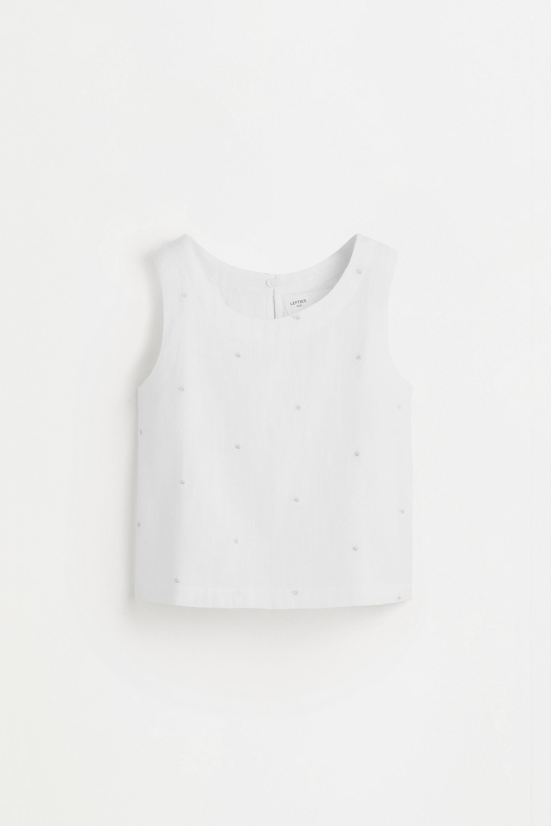 Embroidered top with shiny details — WHITE
