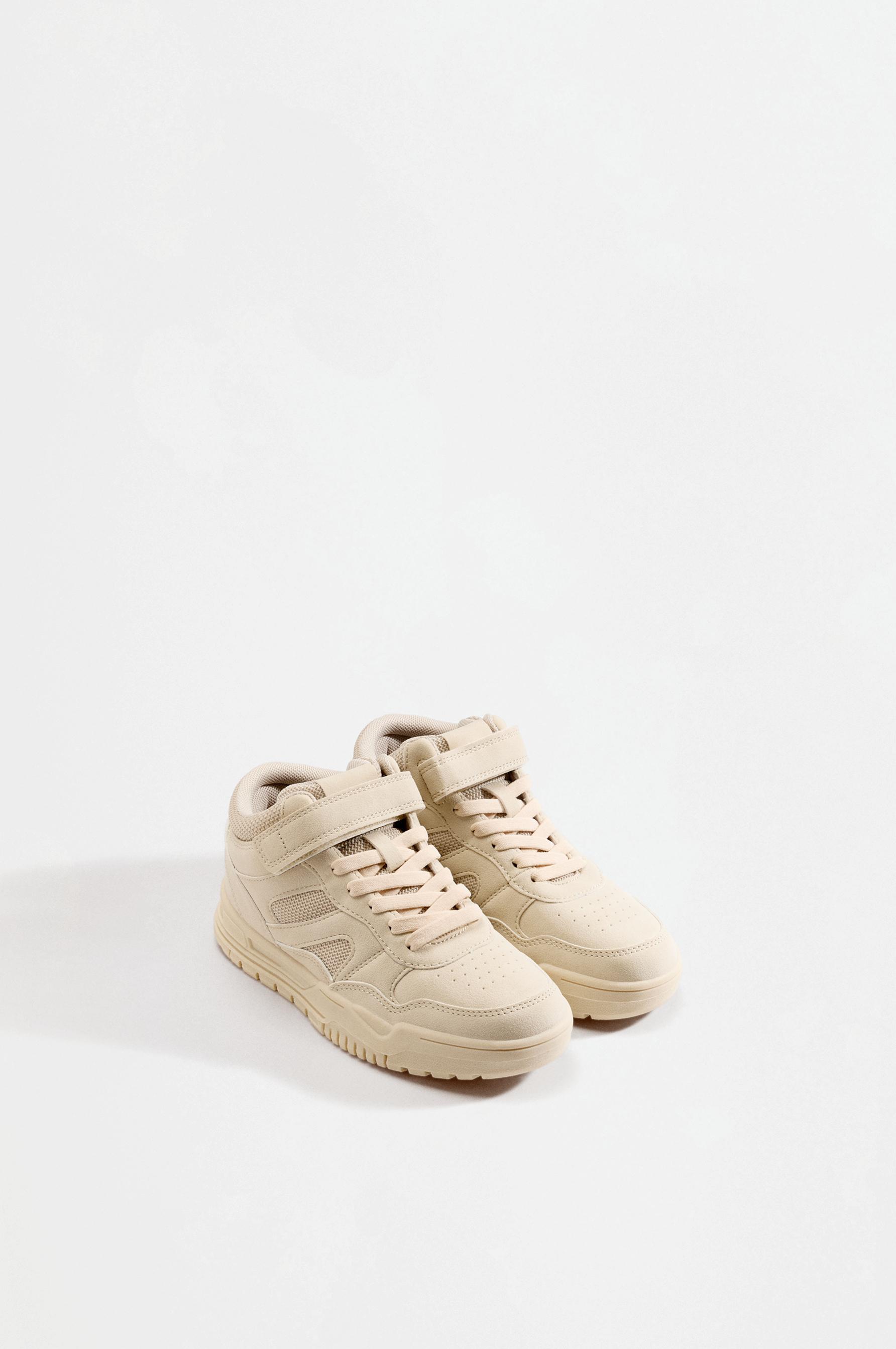 Monochrome high-top sneakers — BEIGE