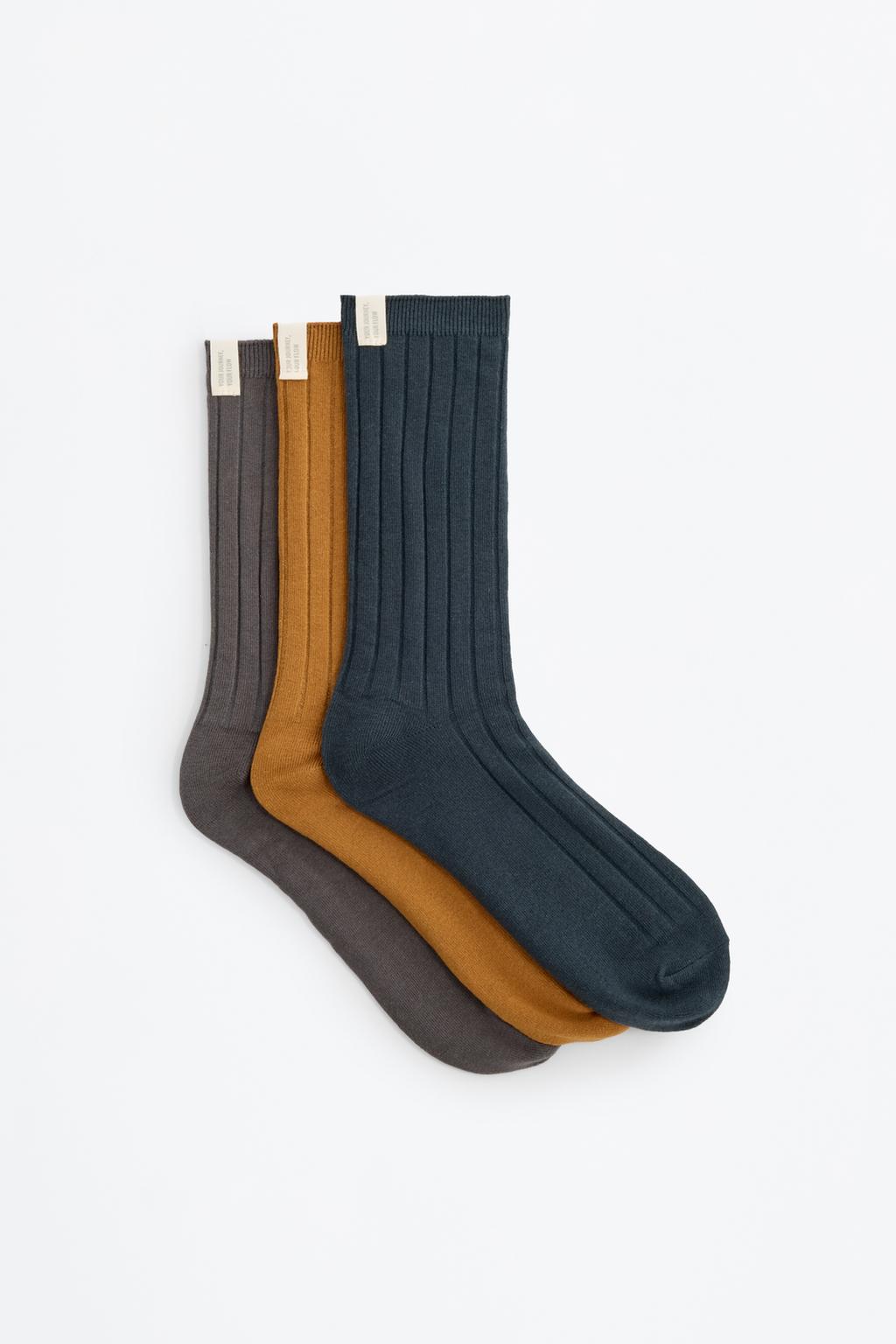 Pack of 3 long ribbed socks